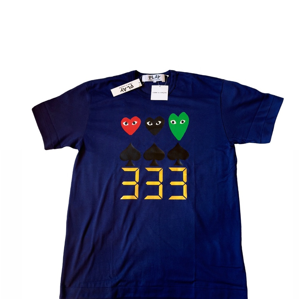 Blue Short Sleeve Tee with Graphic Design
